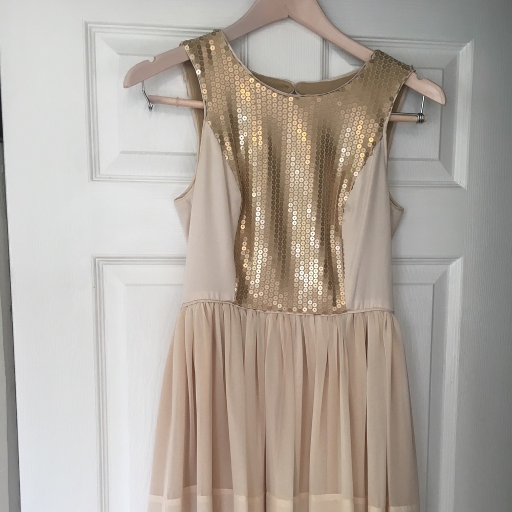 Gold cocktail dress Max and Cleo